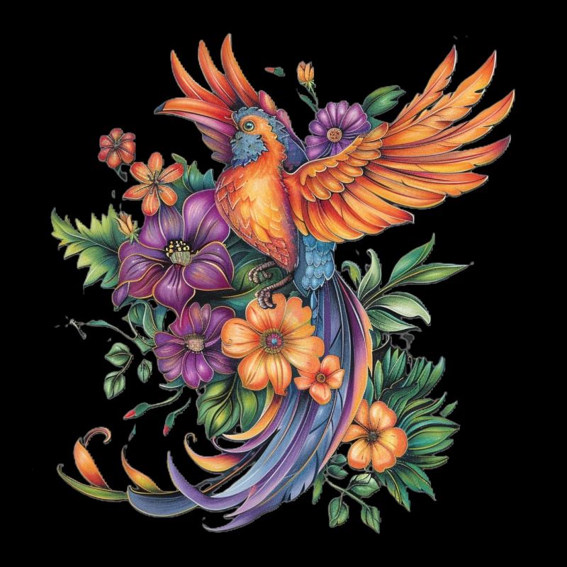 Oiseau de paradis avec des fleurs