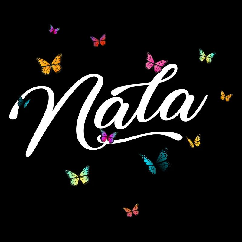 NALA - Mädchen Name mit bunten Schmetterlingen