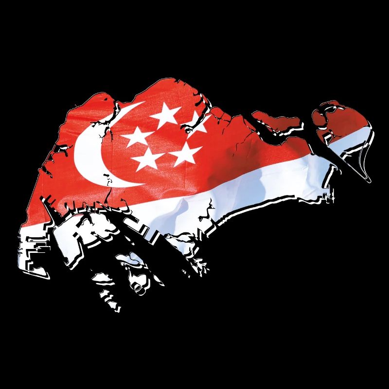 Drapeau de Singapour sur la carte de Singapour