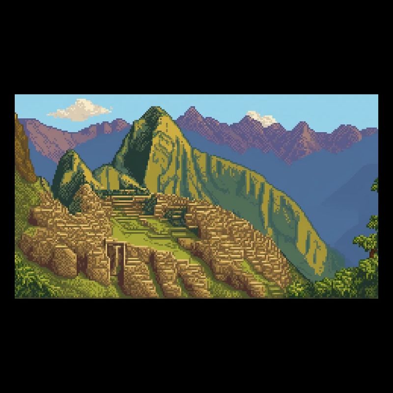 Machu Picchu, Pérou - Pixel Art