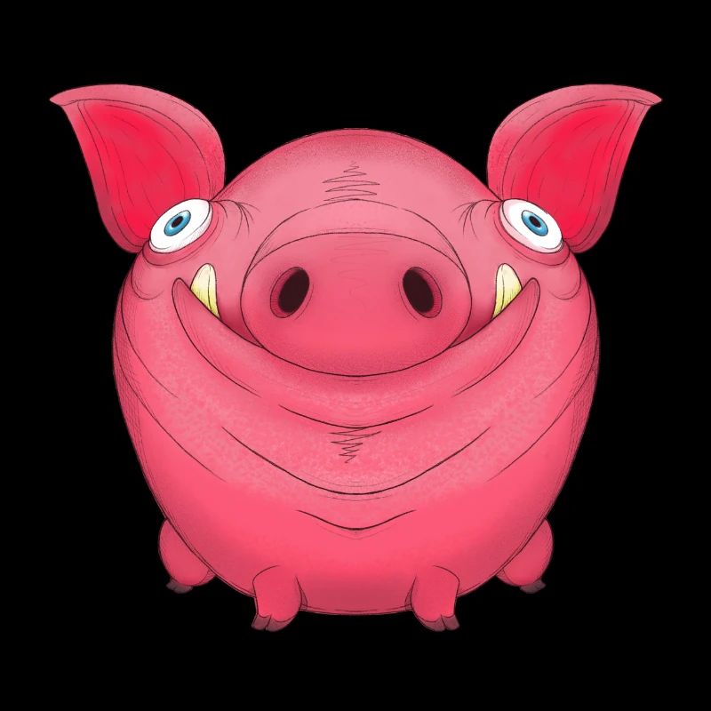 Mignon rond dessin animé cochon