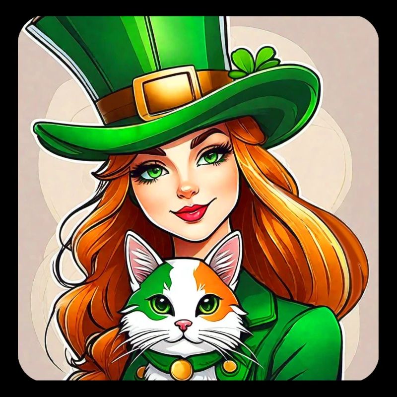 Saint Patrick's Day leprechaun with cat