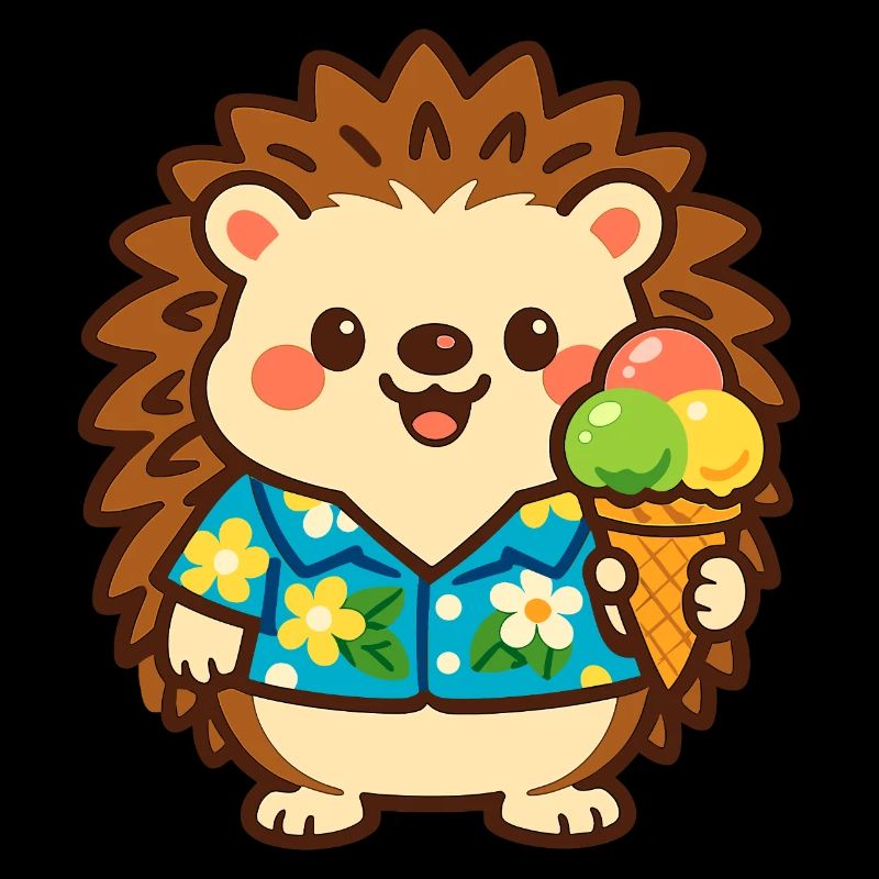 Igel mit Eis im Hawaii-Stil