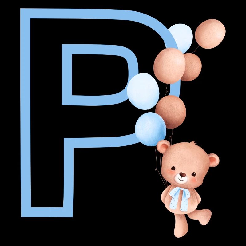 Blauer Buchstabe P Bär