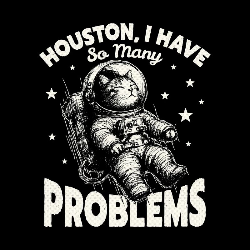  Houston I Have So Many Problems Funny Space Cat