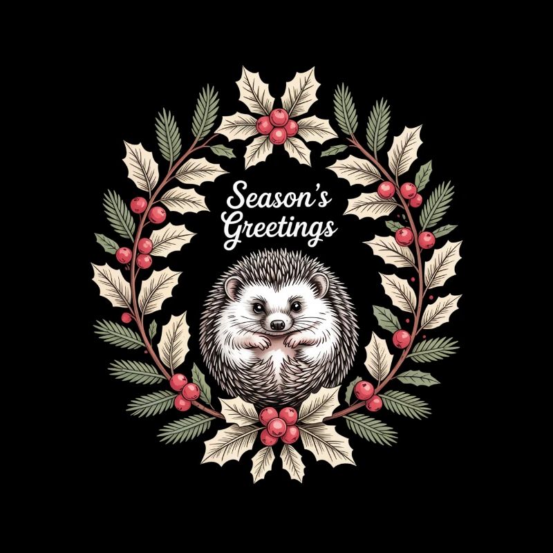 Seasons Greetings Igel Weihnachtskranz Winter