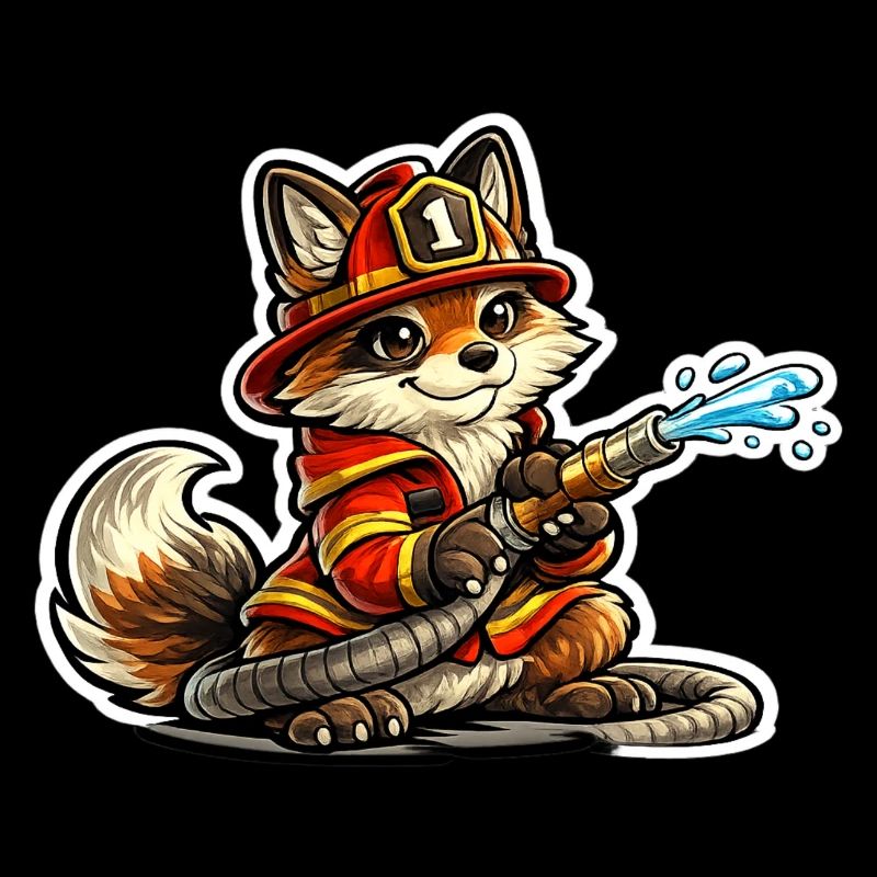 Fuchs Feuerwehrheld im Einsatz