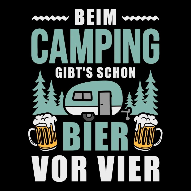 Camping Bier vor vier Wohnwagen Camper