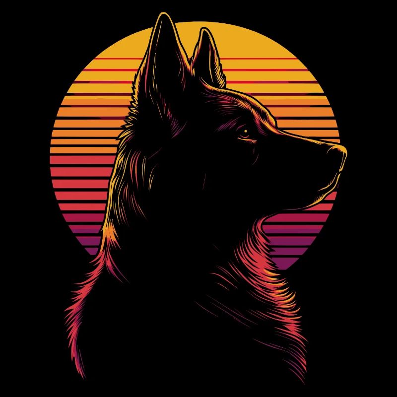 German Shepherd Silhouette Vintage