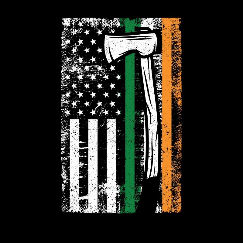 Irish American US Flag Firefighter Axe Fire