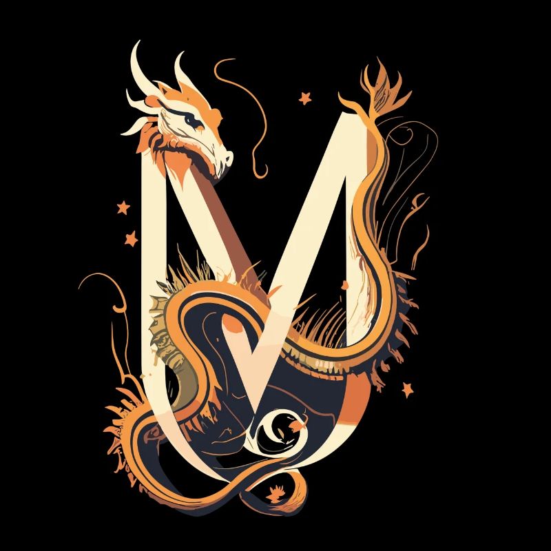 Buchstabe M mit Drache