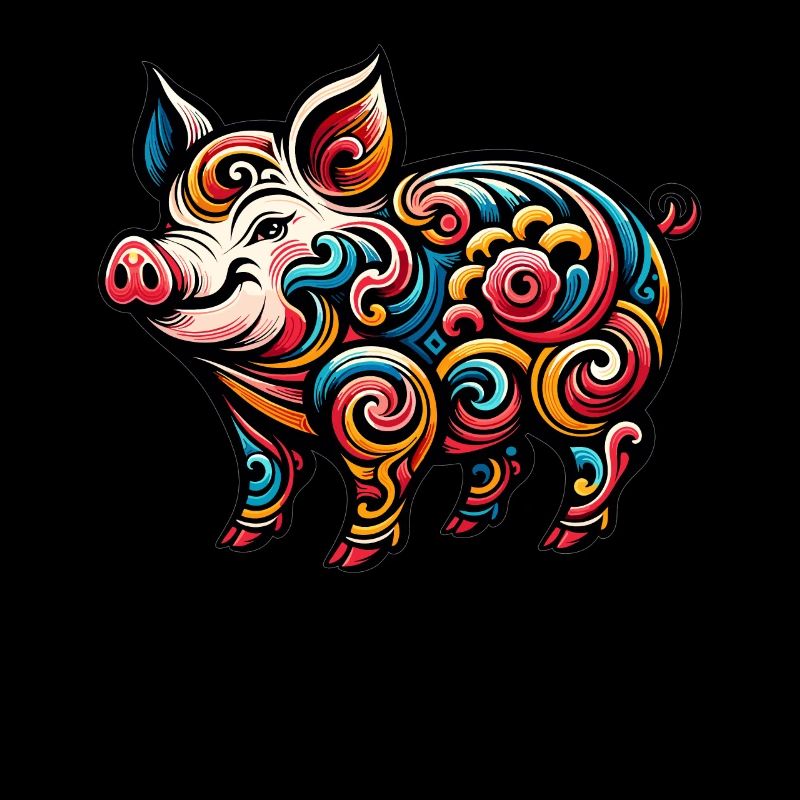 Cochon du zodiaque chinois Design graphique élégant