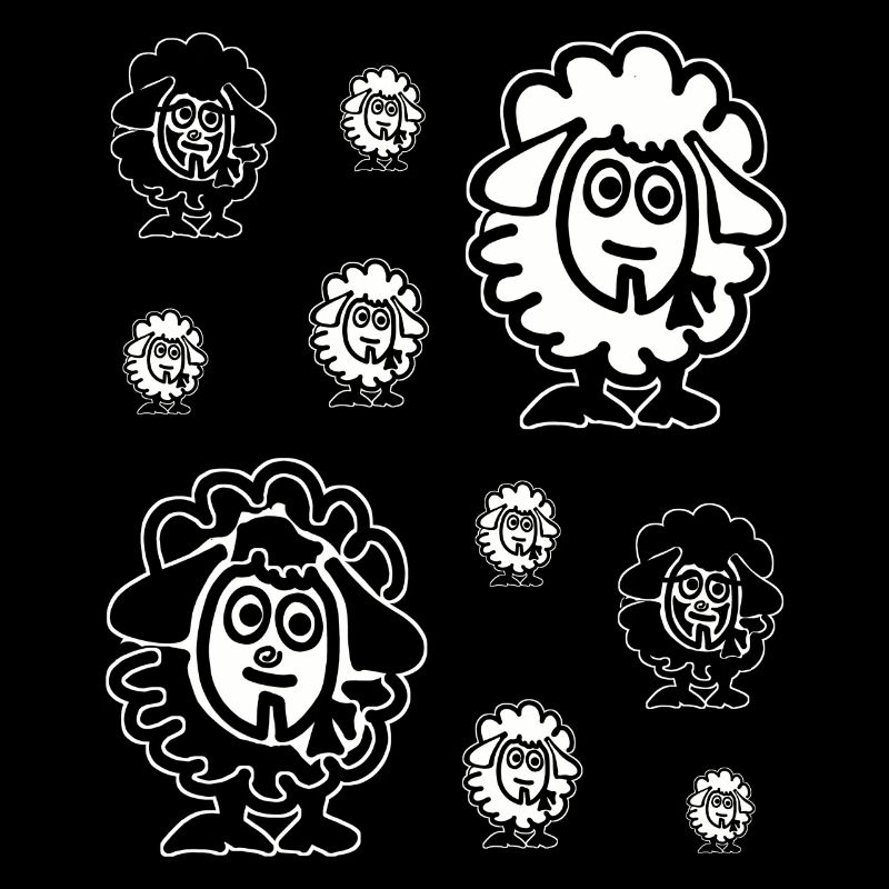 Troupeau de moutons blancs et de moutons noirs