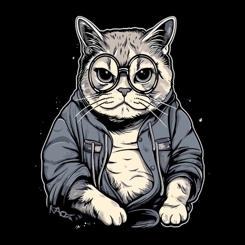 Ältere, intelligente Oma oder Opa Katze mit Brille