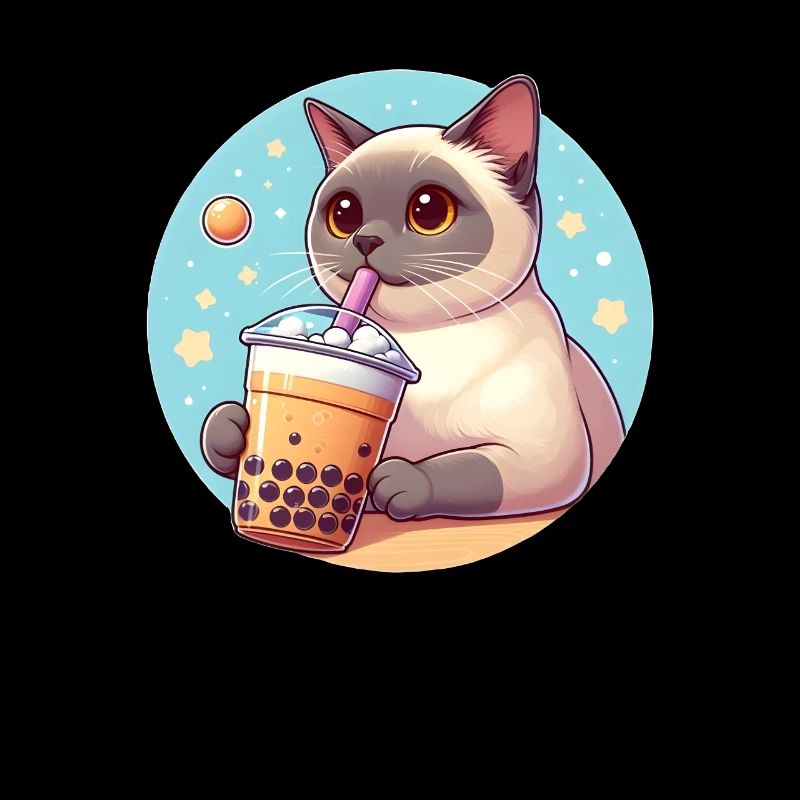Siamesische Katze beim Bubble Tea
