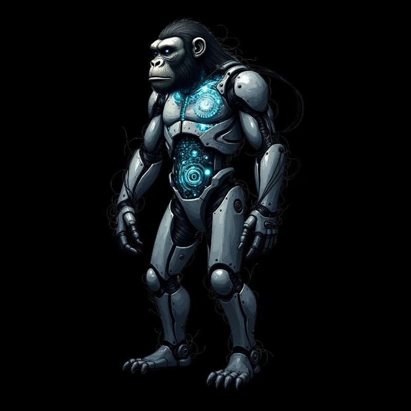Lustiger Roboter Kunst Affe Cyborg Tier AI Monkey