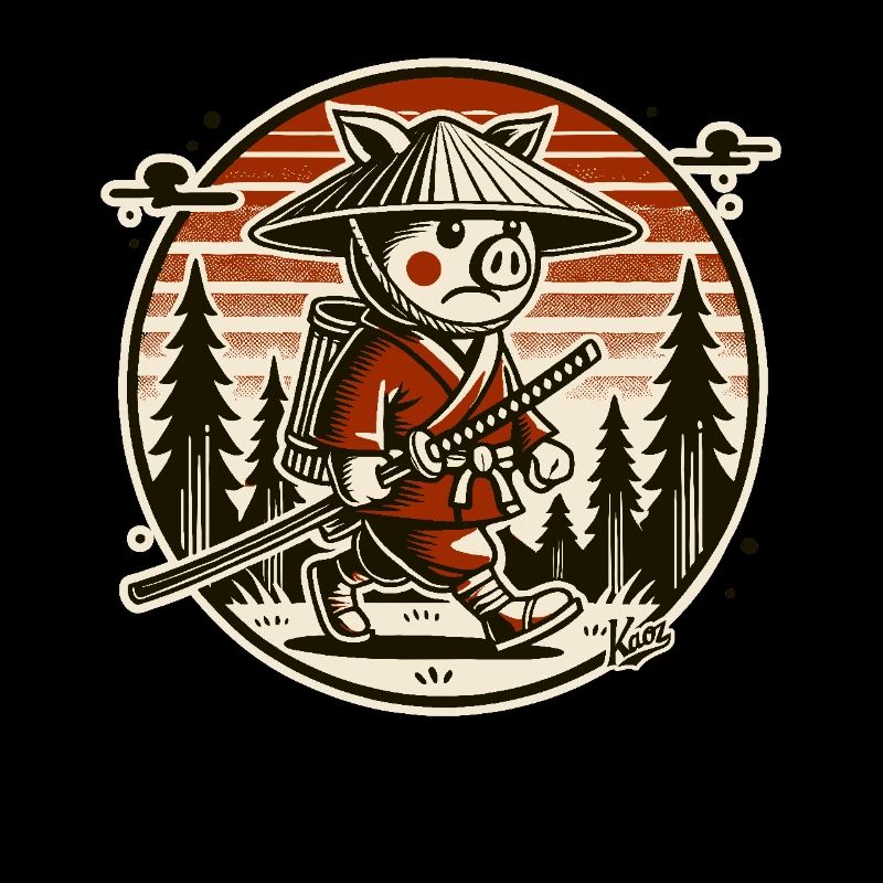 Samurai-Schwein Ronin auf Wanderschaft