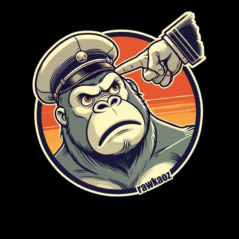 Strict monkey with cap gets finger