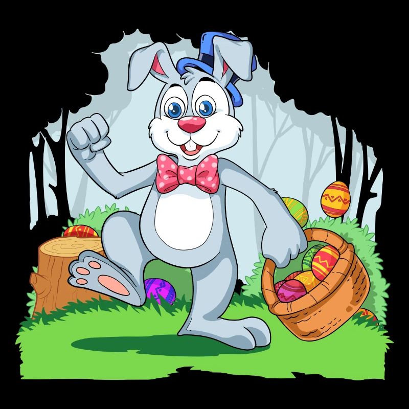 Easter Bunny With Colorful Egg Basket