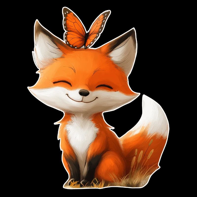 Fuchs mit Schmetterling