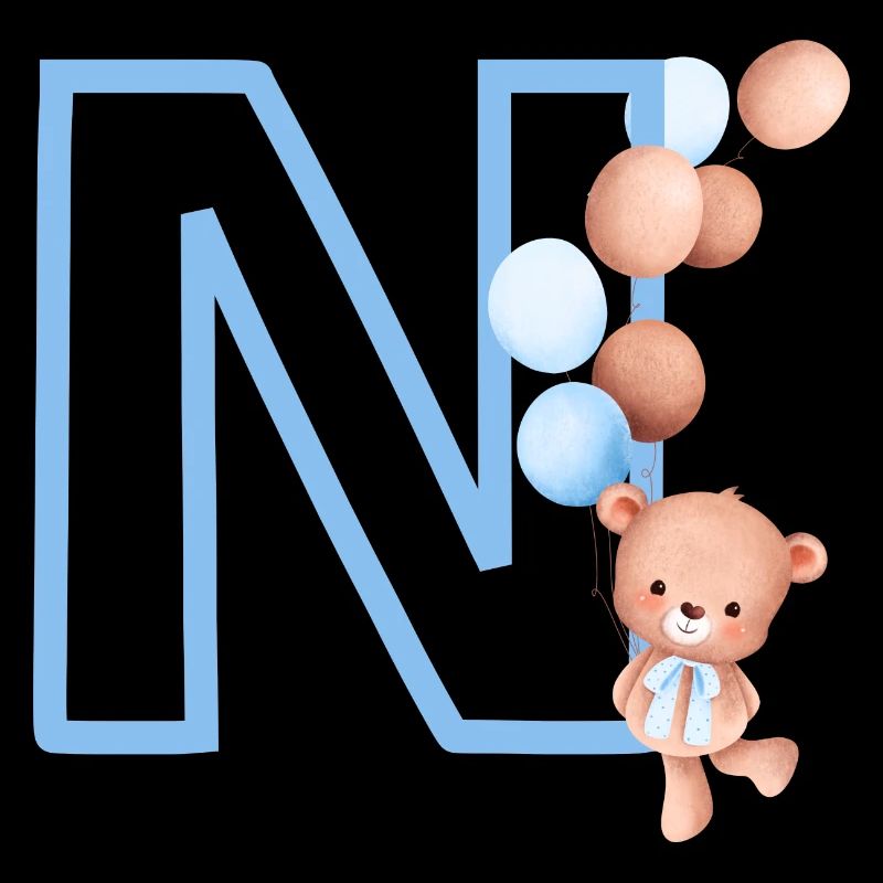 Blauer Buchstabe n Bär