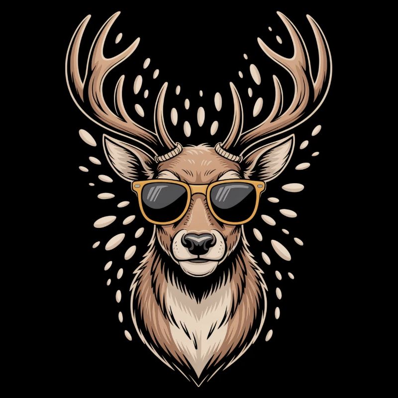 Cerf avec bois et lunettes de soleil