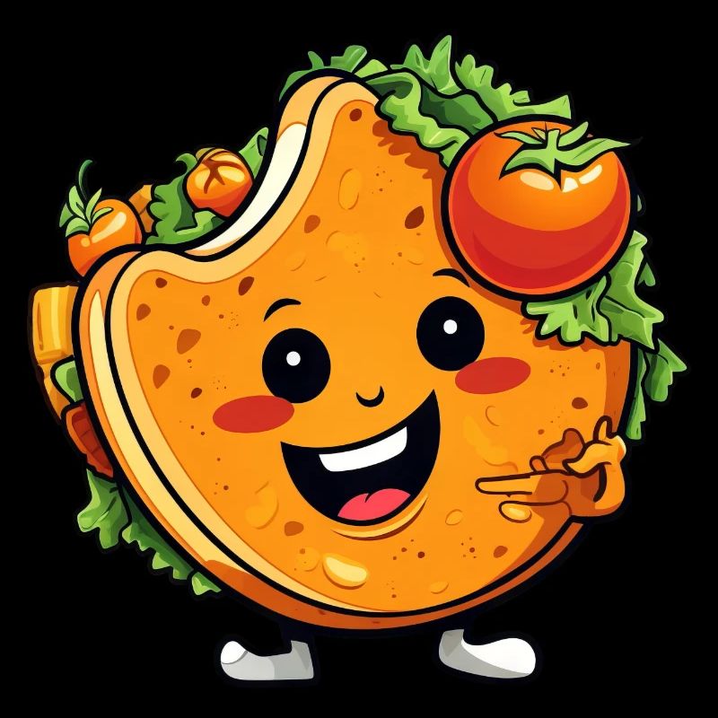 Mignon Kawaii Taco Wrap Design avec salade et