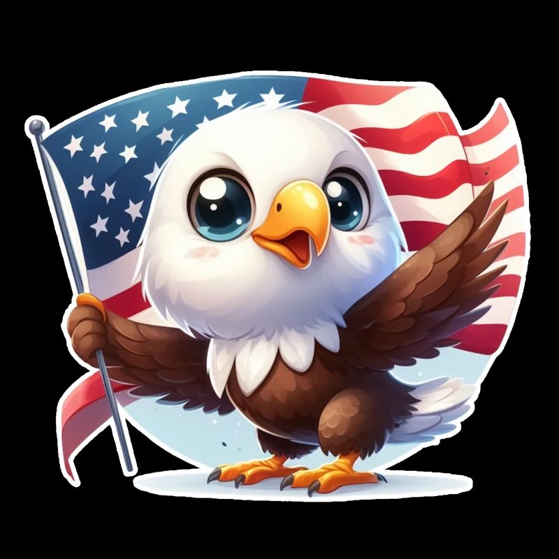 Pygargue à tête blanche mignon avec drapeau des États-Unis