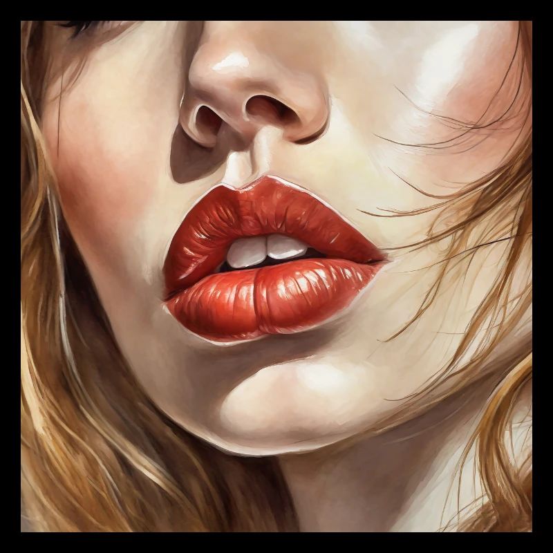 belles lèvres féminines rouge à lèvres noir dessin comique