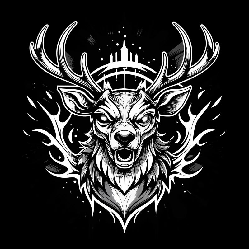 deer black and white