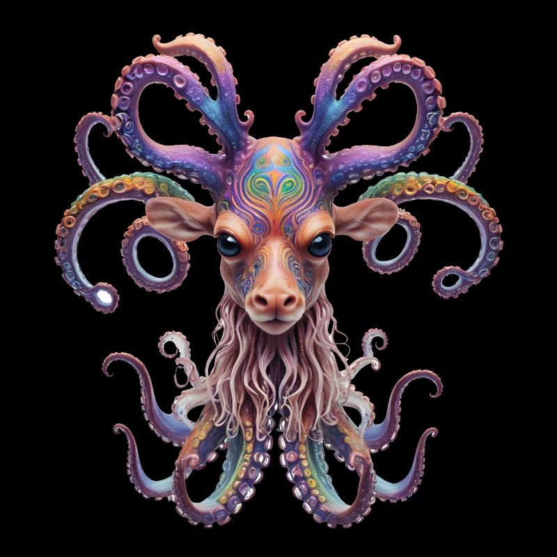 Psychedelischer Goa Hirsch Oktopus