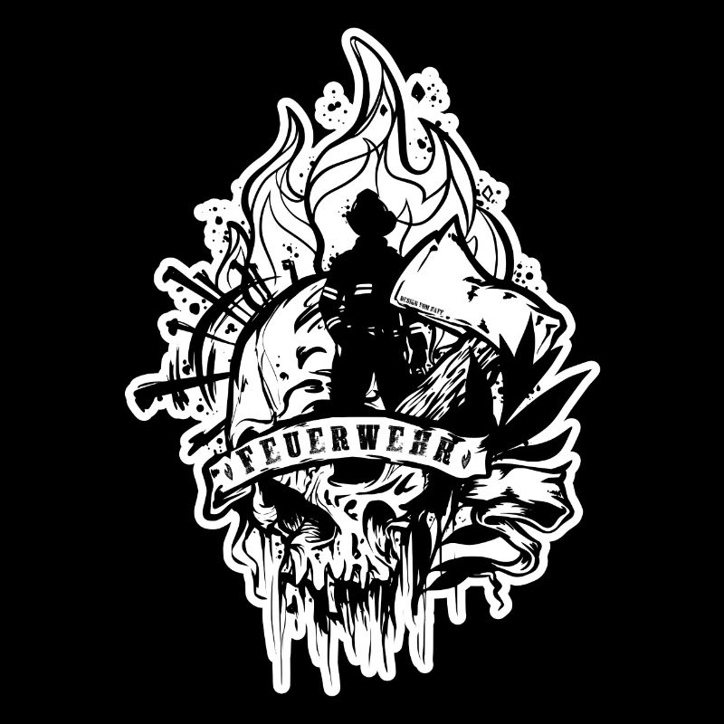 Fire Brigade Flames Skull Firefighter