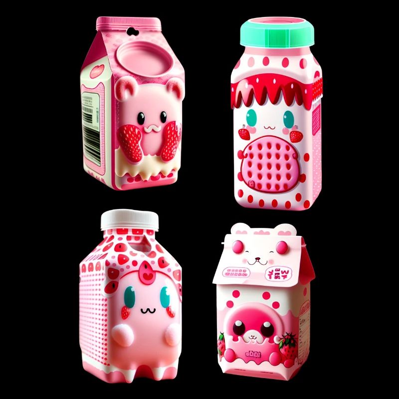 kawaii erdbeere milch karton lecker