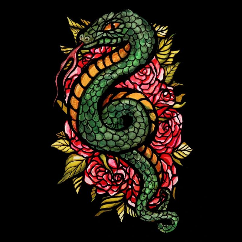 Serpent et roses