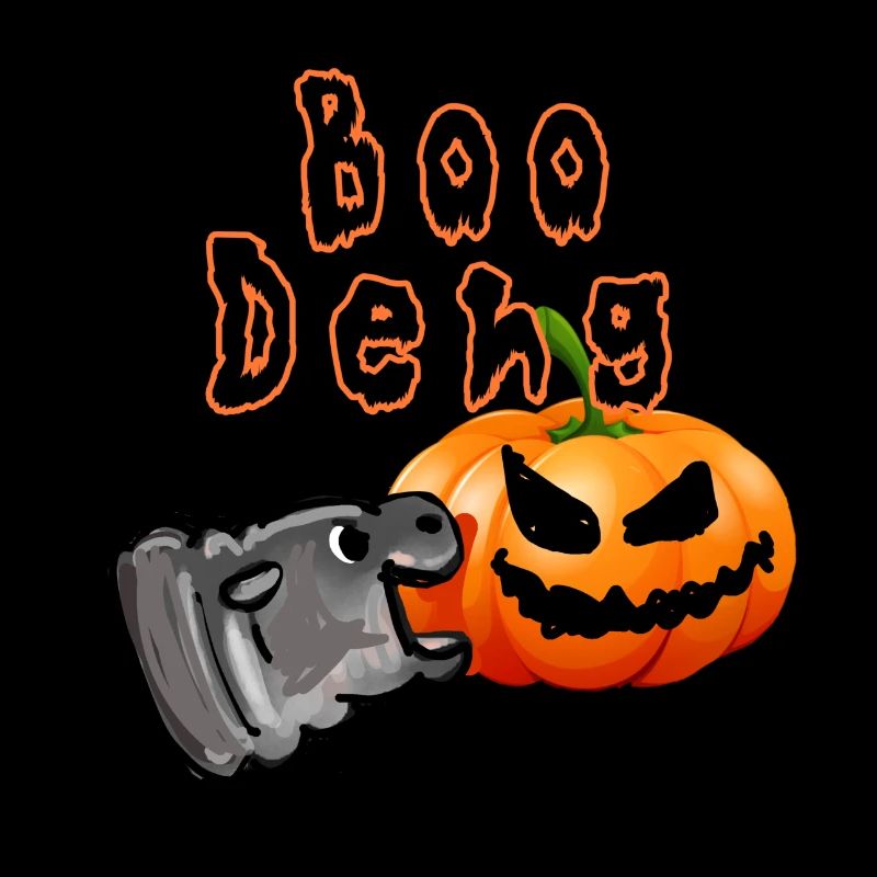 Boo deng,moo deng,nilpferd, halloween,illustration