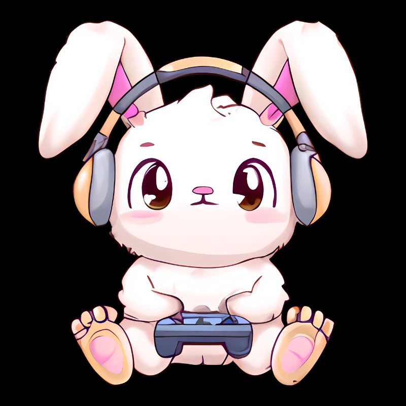 00271 Hase mit Kopfhörer und Controller