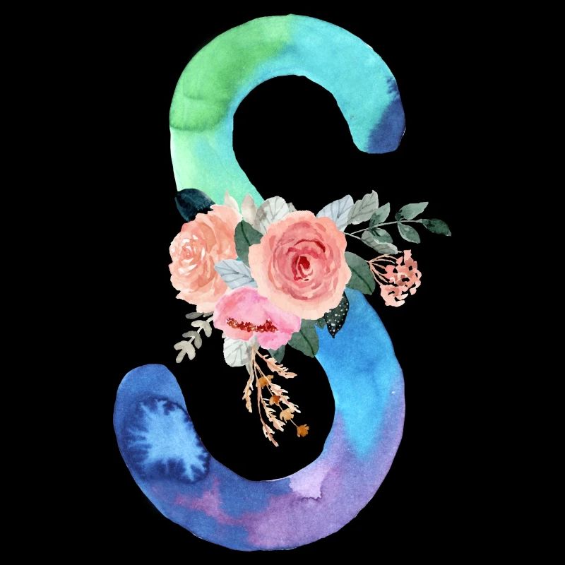 Lettre S watercolor