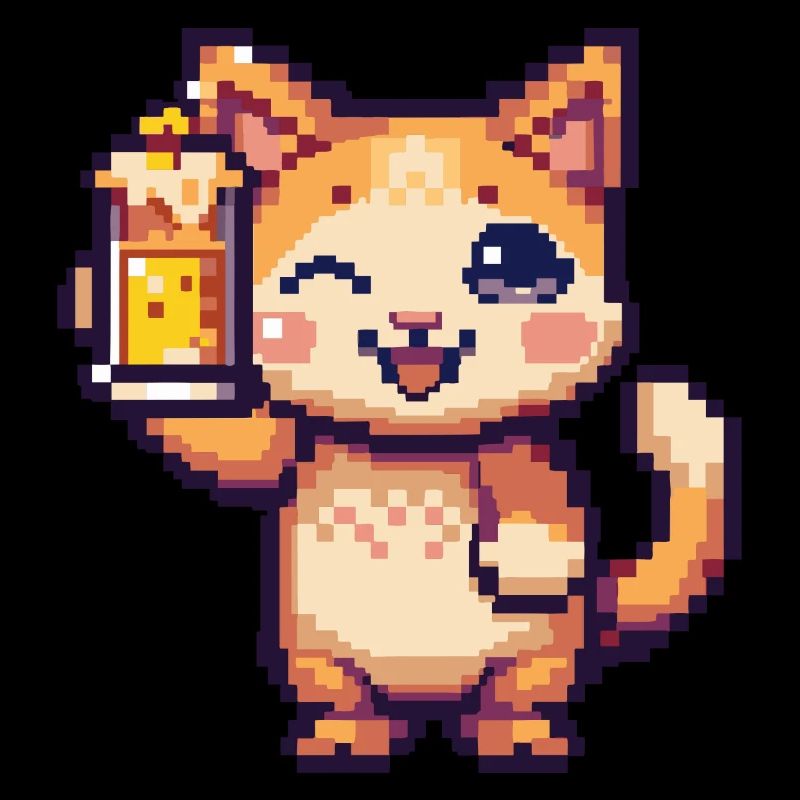 Chat Bière Pixel