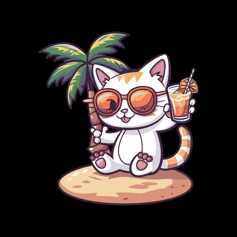 Cat Summer Beach Comic