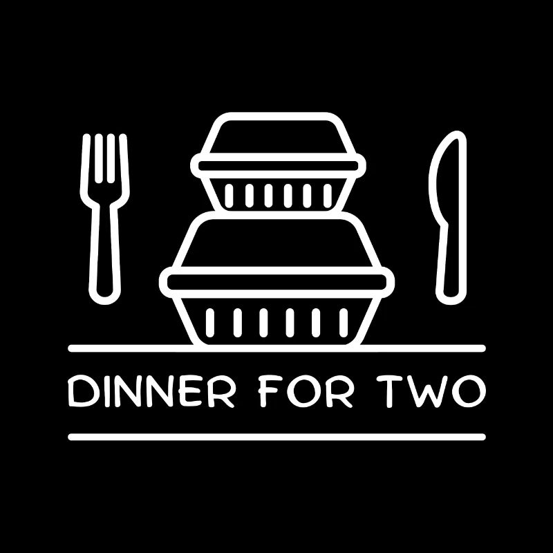 Dinner for two – takeaway boxes, fork, knife.