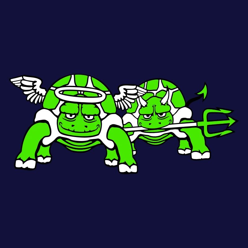 2 Turtles Conscience Team Devil Angel Evil Good