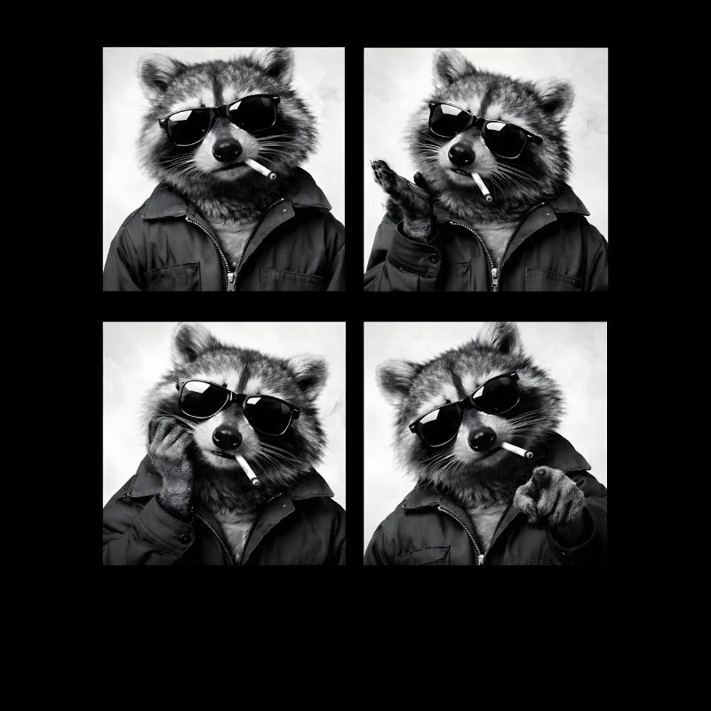 Waschbär Noir Vierfach: Sonnenbrille Zigarette