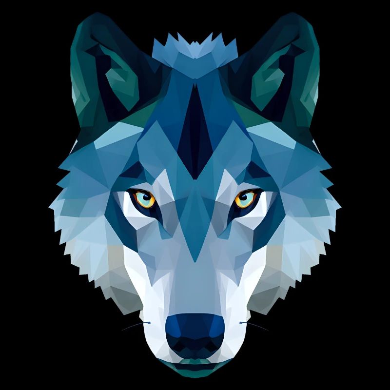 loup polygonal bas en bleu et blanc