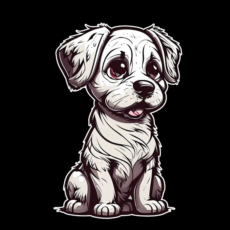 Bébé chien mignon assis avec de grands yeux