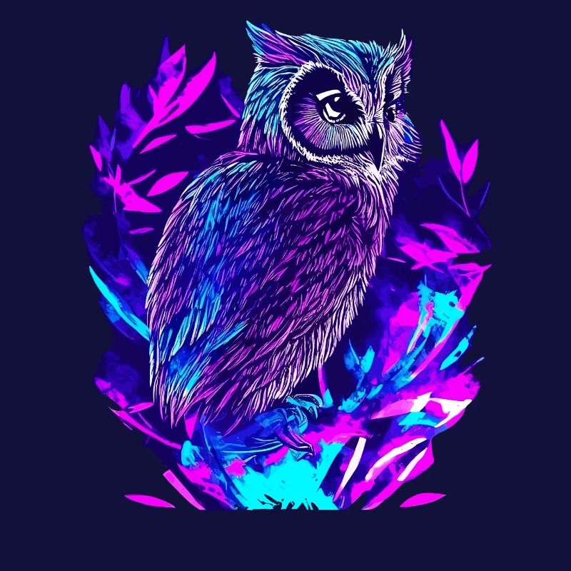 Neon Eule Psychedelische Eulen Kunst