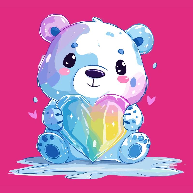 Süßer Eisbär mit Regenbogenherz