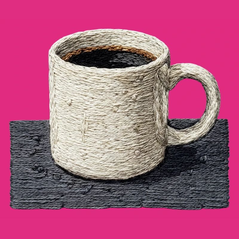 Embroidered mug filter coffee slow coffee (printed)