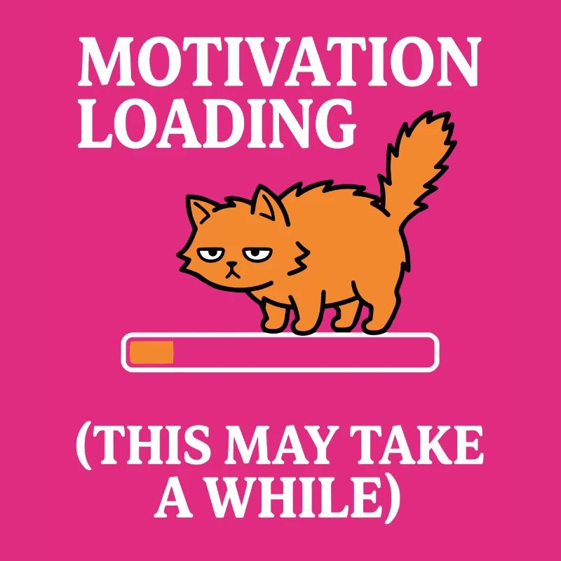 Motivation Loading Tired Cat with Loading Bar