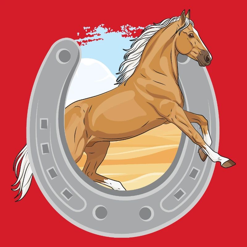 Ein springendes Palomino-Pferd, das ein Eisen durchbohrt