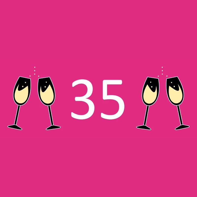 35th Birthday 35 Years Anniversary Number 35 White
